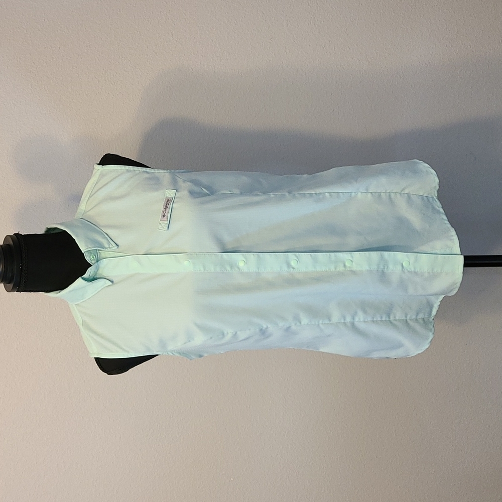 Columbia PFG Green Sleeveless Snap Shirt (Size Small)